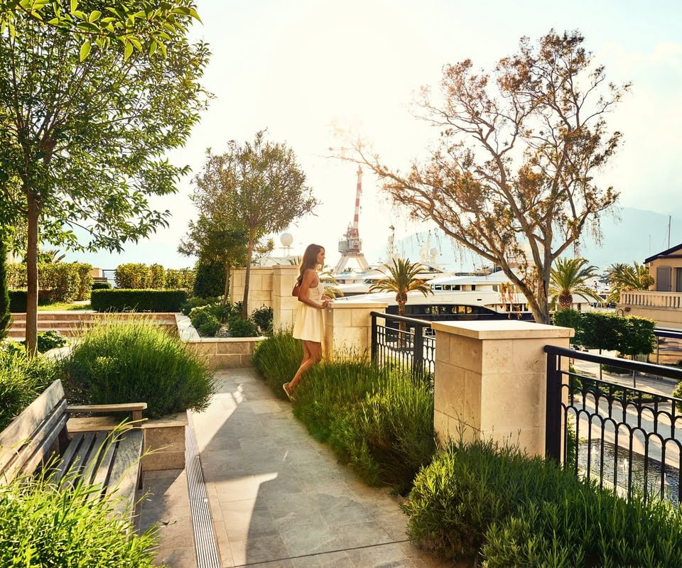 Woman on terrace - Porto Montenegro Real Estate